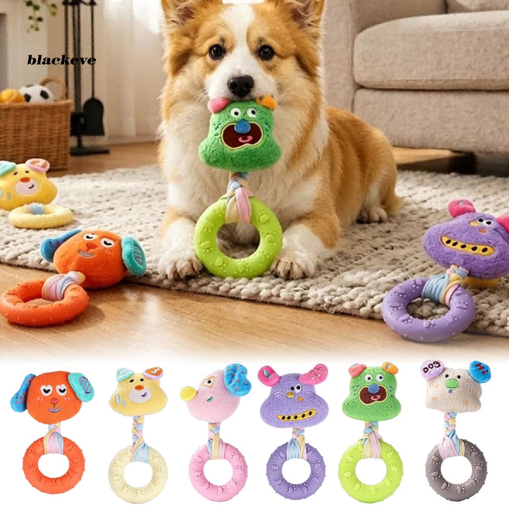 BL-Animal De Pelúcia Macio Com Anel De Mastigar , Brinquedos De Brincar Para Animais De Estimação Em Cor Macaron , Brinq
