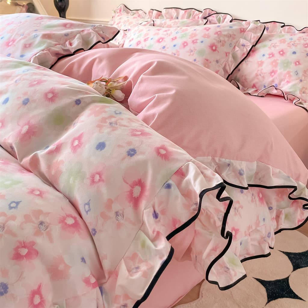 Conjunto de quatro peças com estampa de renda coreana Conjunto de quatro peças