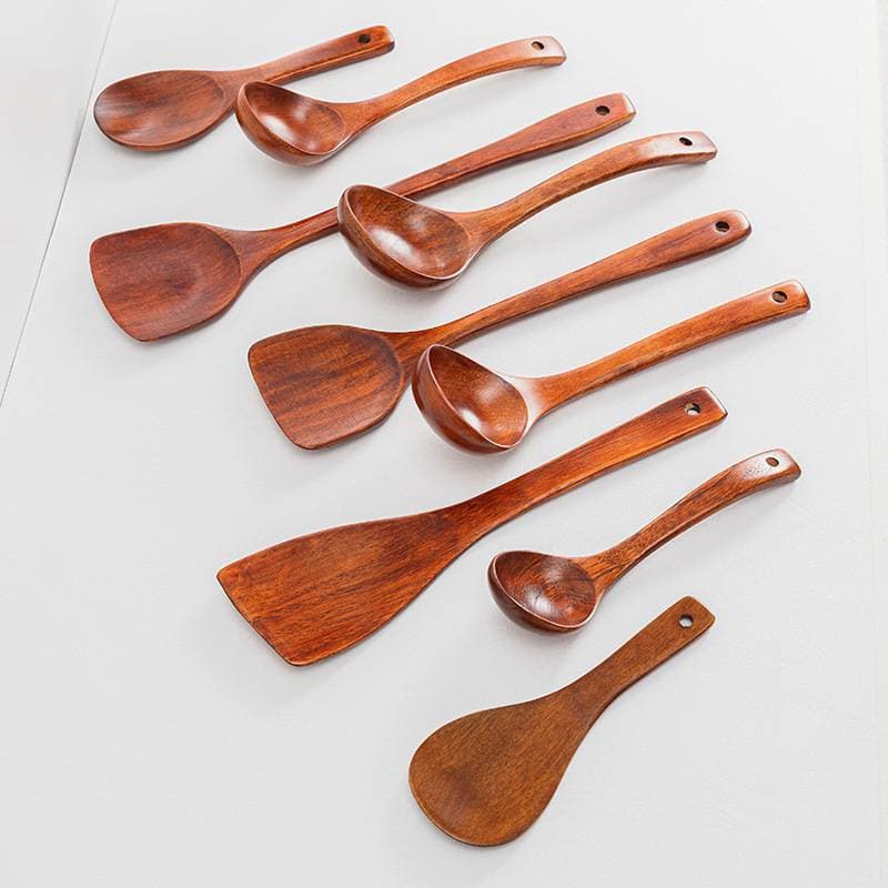 qo Pá De Madeira Colher Não Sti Longa Espátula Arroz Cozinha Utensílio Mão Mexer Fritar Ferramentas Conjuntos Panelas Mi