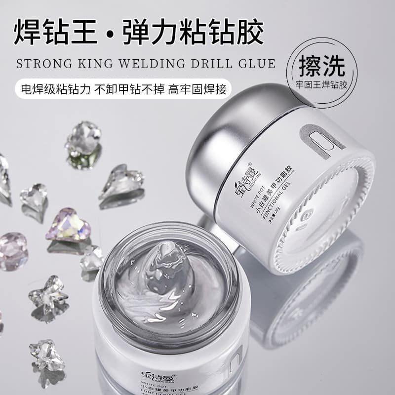 Cola elástica pegajosa para diamante, Gel para Manicure, cola firme, joias para unhas, diamante, cola forte sem fluxo