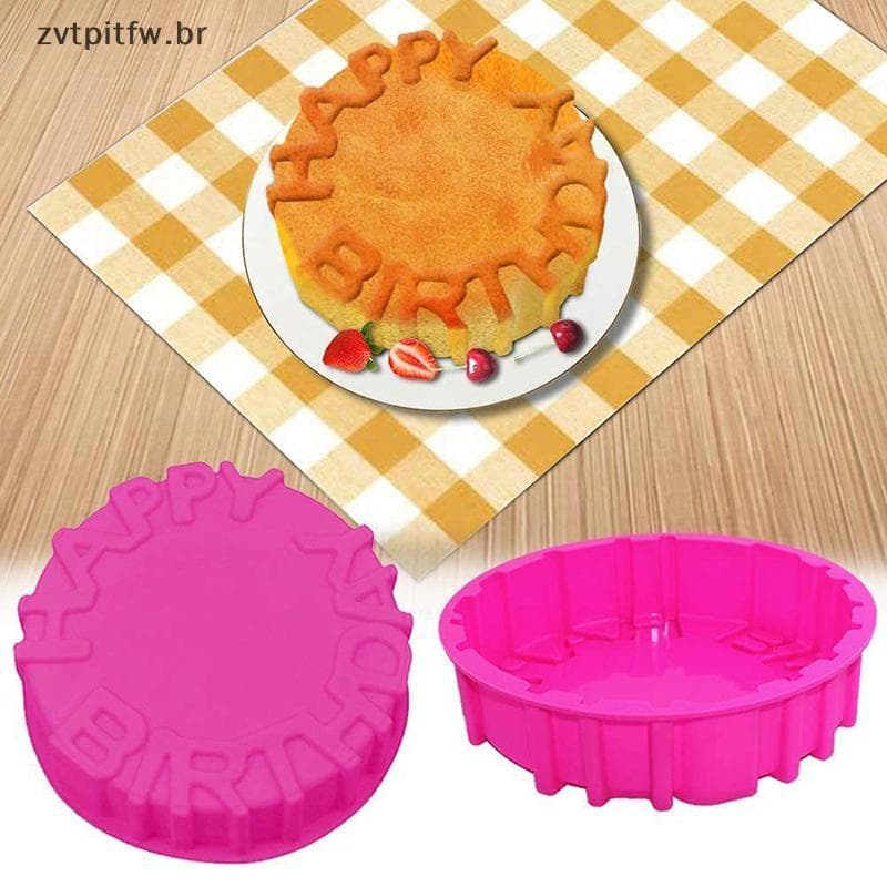 ZVT Feliz Aniversário Assadeira Redonda Mousse Molde De Silicone DIY Bolo BR
