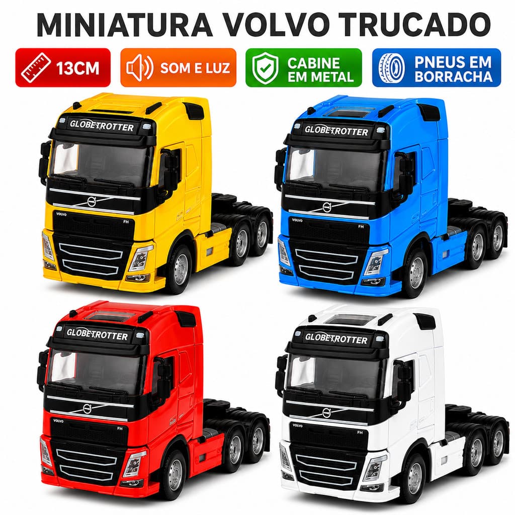 Volvo FH 1/32 Trucado Miniatura Caminhão Metal Fricção 4 Cores Colecionável Globetrotter