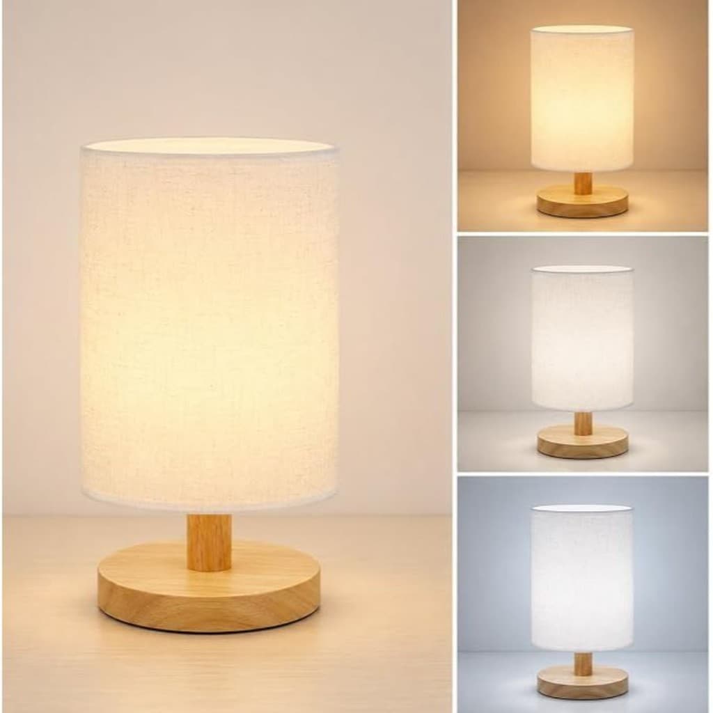 Luminária Abajur Linho Natural Luminaria De Mesa Quarto Sala