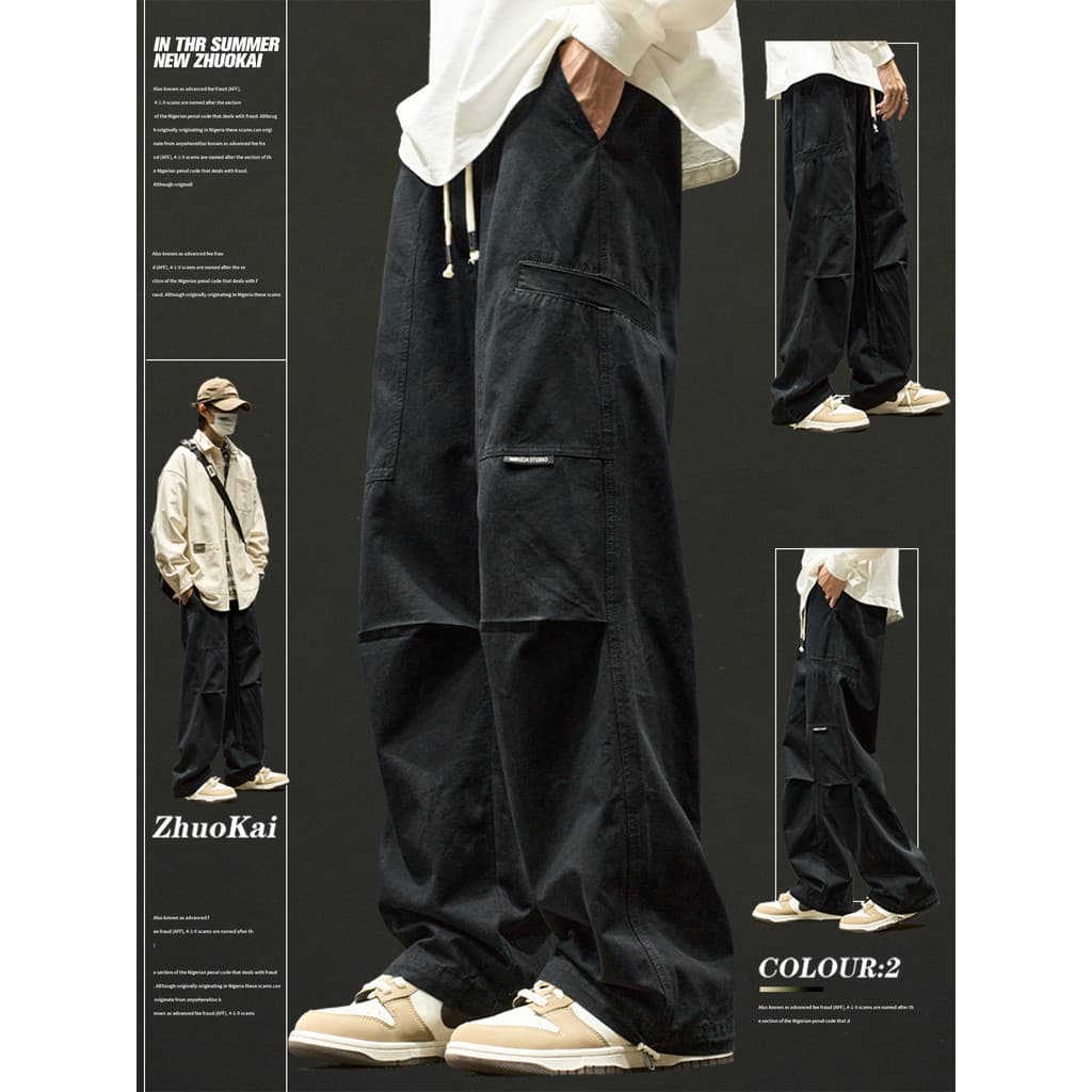 Macacão reto masculino primavera outono americano solto calças casuais calças masculinas ligeiramente largas calças masc