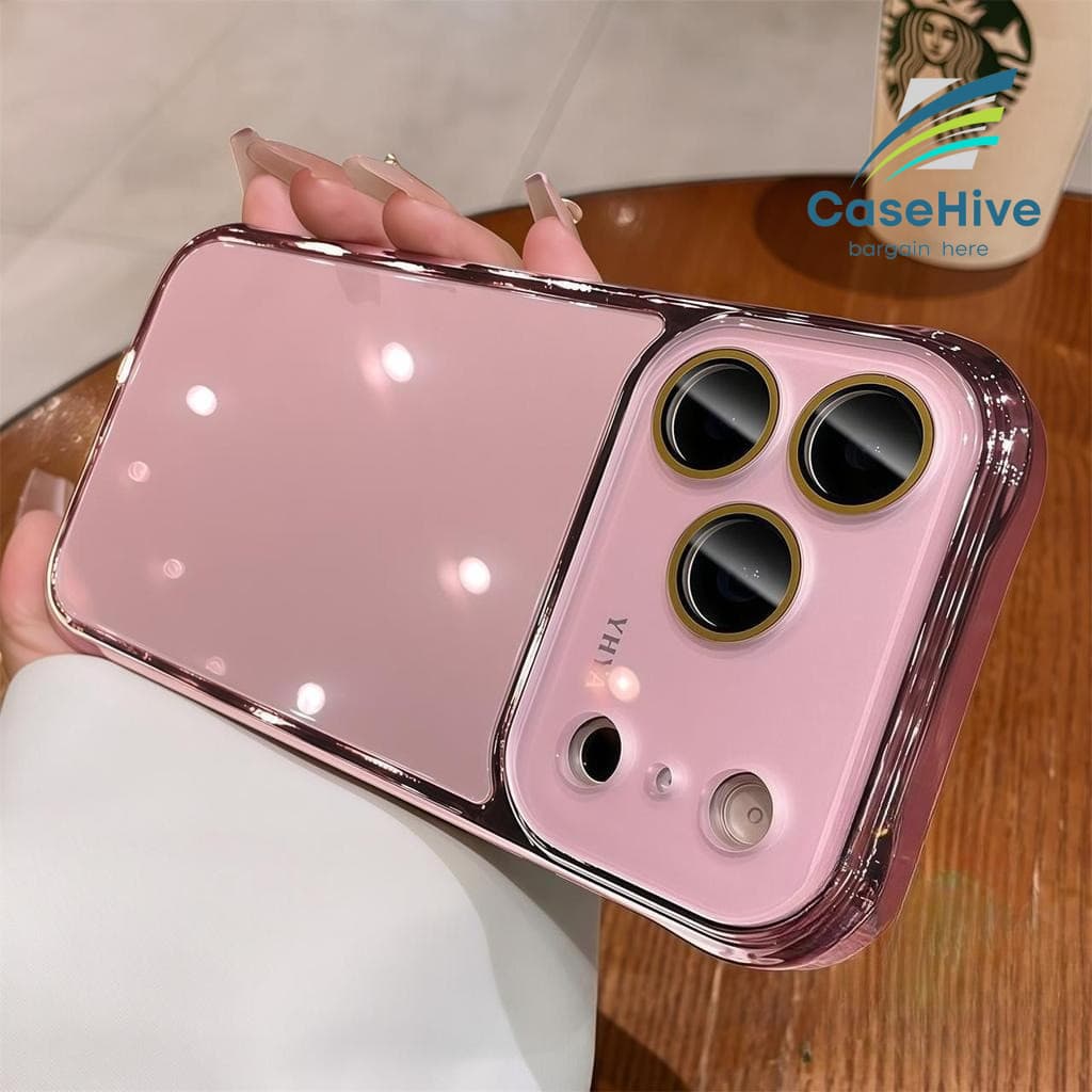 Nova Janela Grande Elegante Sensação De Gelo Capa De Telefone De Vidro Anti-Queda De 4 Cantos Para iPhone 18 Pro Max 17