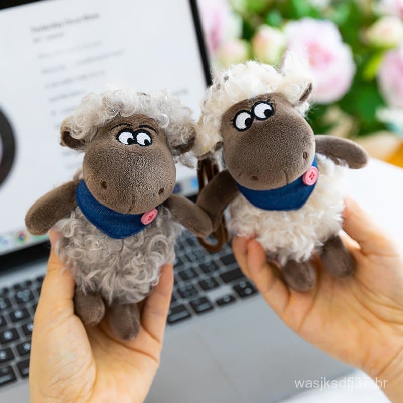 [Em estoque] Pingente de pelúcia Lamb Sean, acessório para bolsa, chaveiro, pingente de boneca, promoção WJG