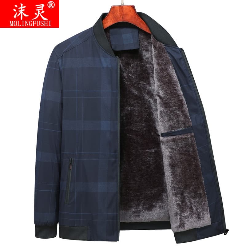 Jaqueta masculina de meia-idade com forro de lã espessada pai outono inverno jaqueta masculina de meia-idade jaqueta fin