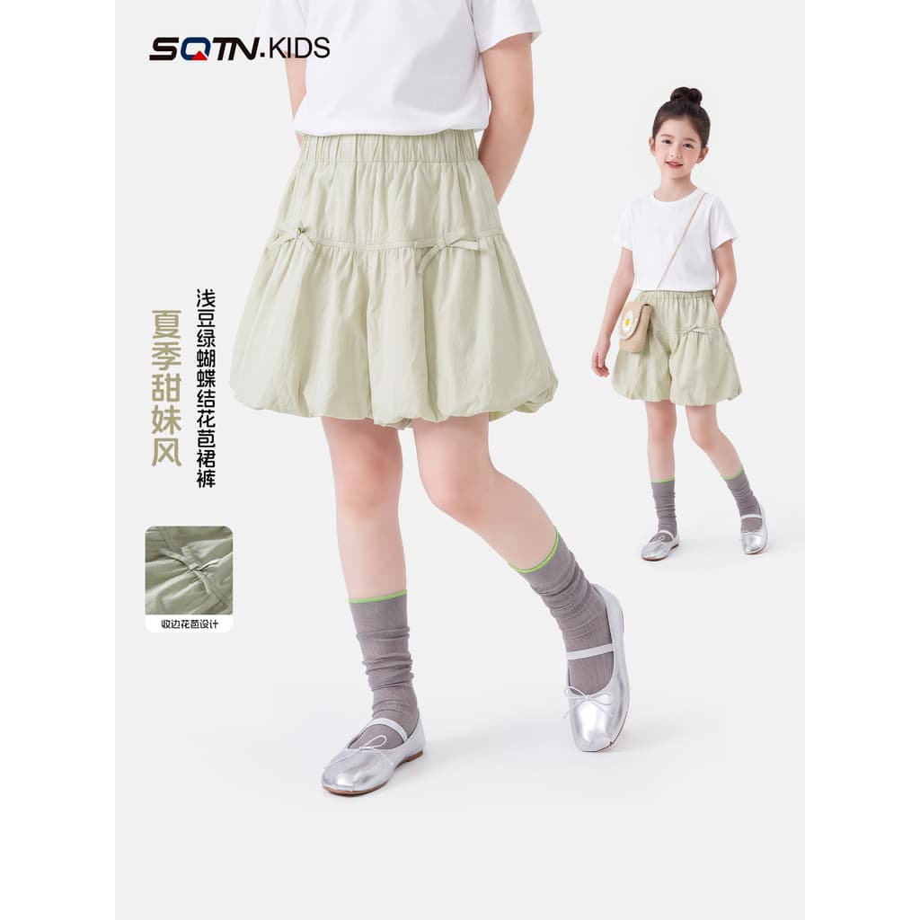 Meninas calças estilo verão 2026 novo estilo moda crianças Shorts exterior Wear médio grande crianças Bud culottes verão