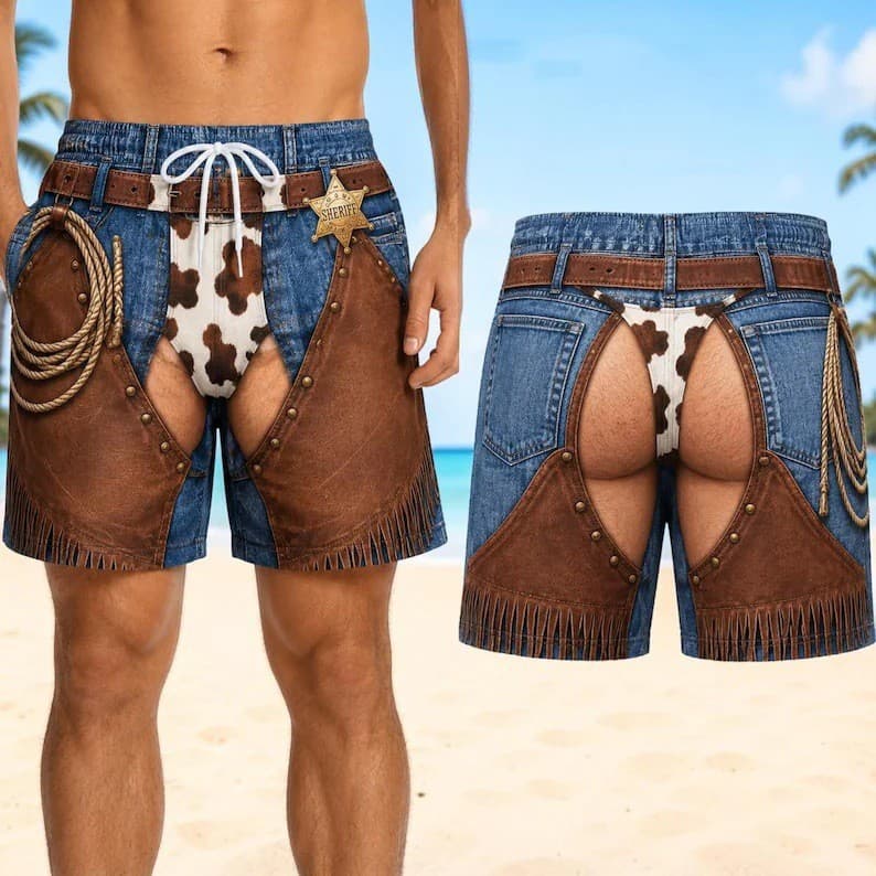 Shorts Masculinos Novidade Mordaça 3D Ilusão Óptica Calções De Banho , Ajuste Solto Com Cordão De Secagem Rápida Praia C
