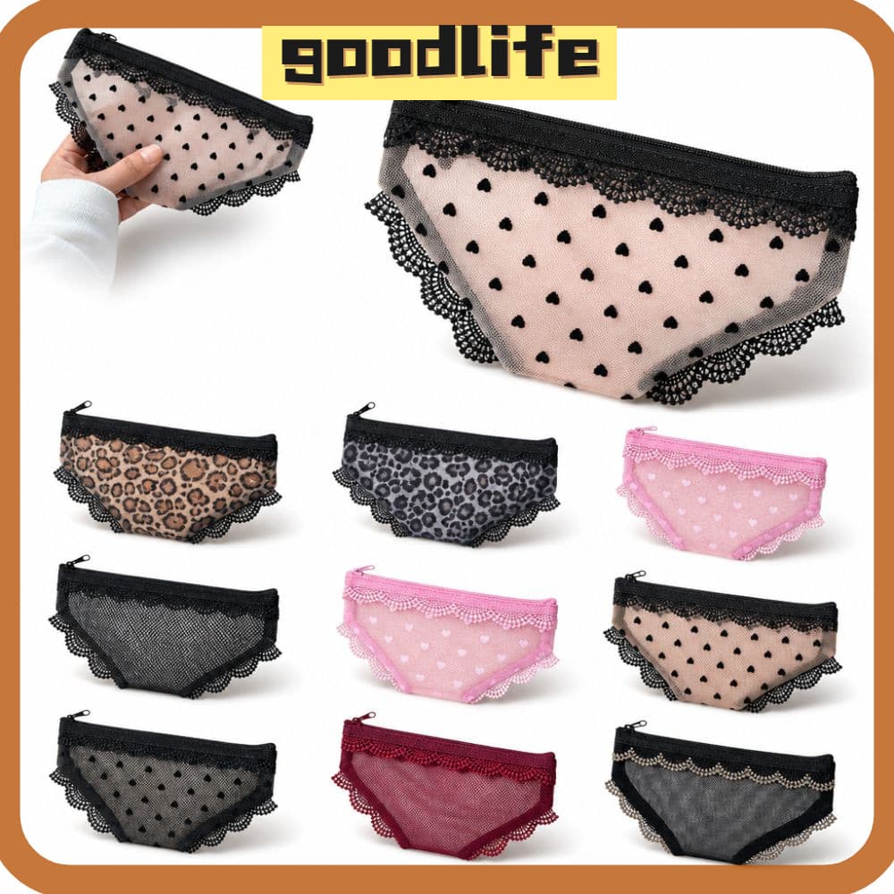 Bolsa De Armazenamento De Maquiagem GOODLIVE , Cosmética De Coração De Renda De Malha Higiene Pessoal Transparente Em Fo