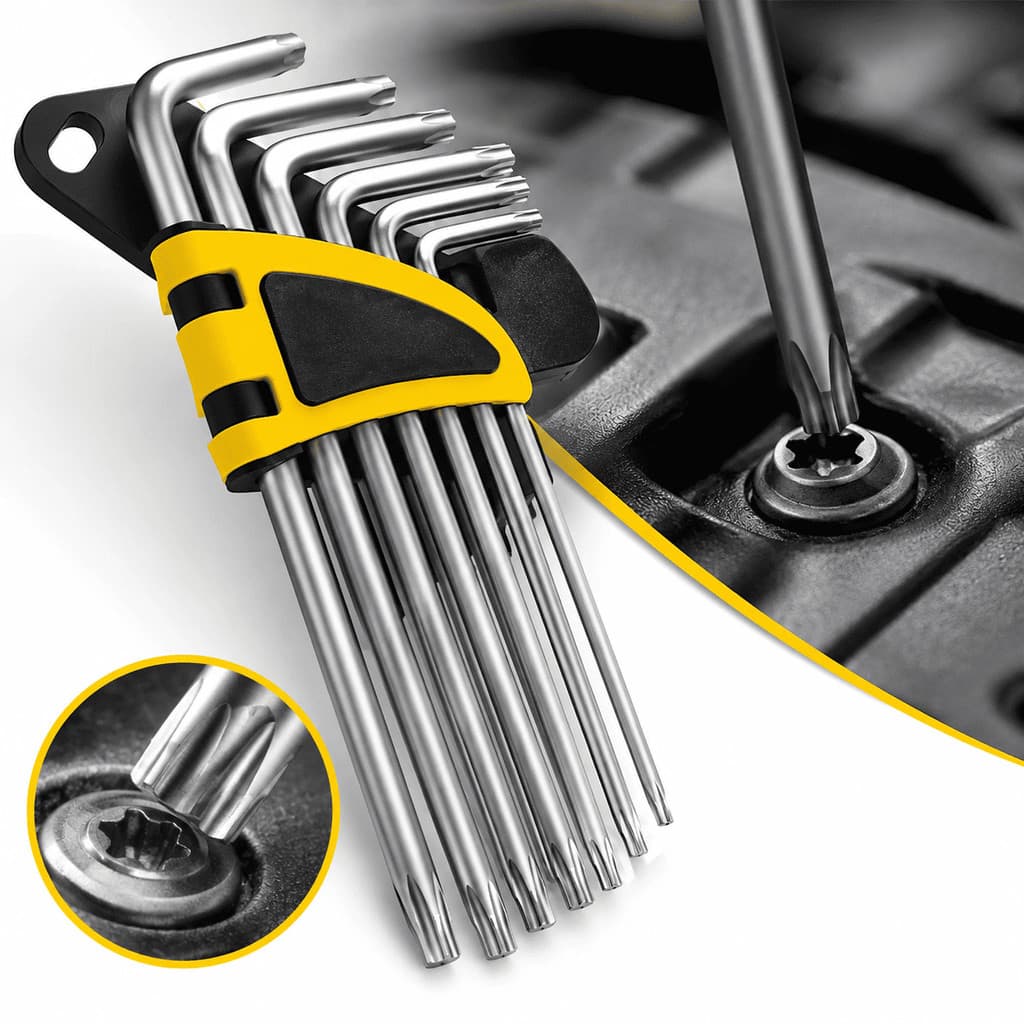 Jogo de Chave Torx 9 Peças Gadan Kit Completo Aço