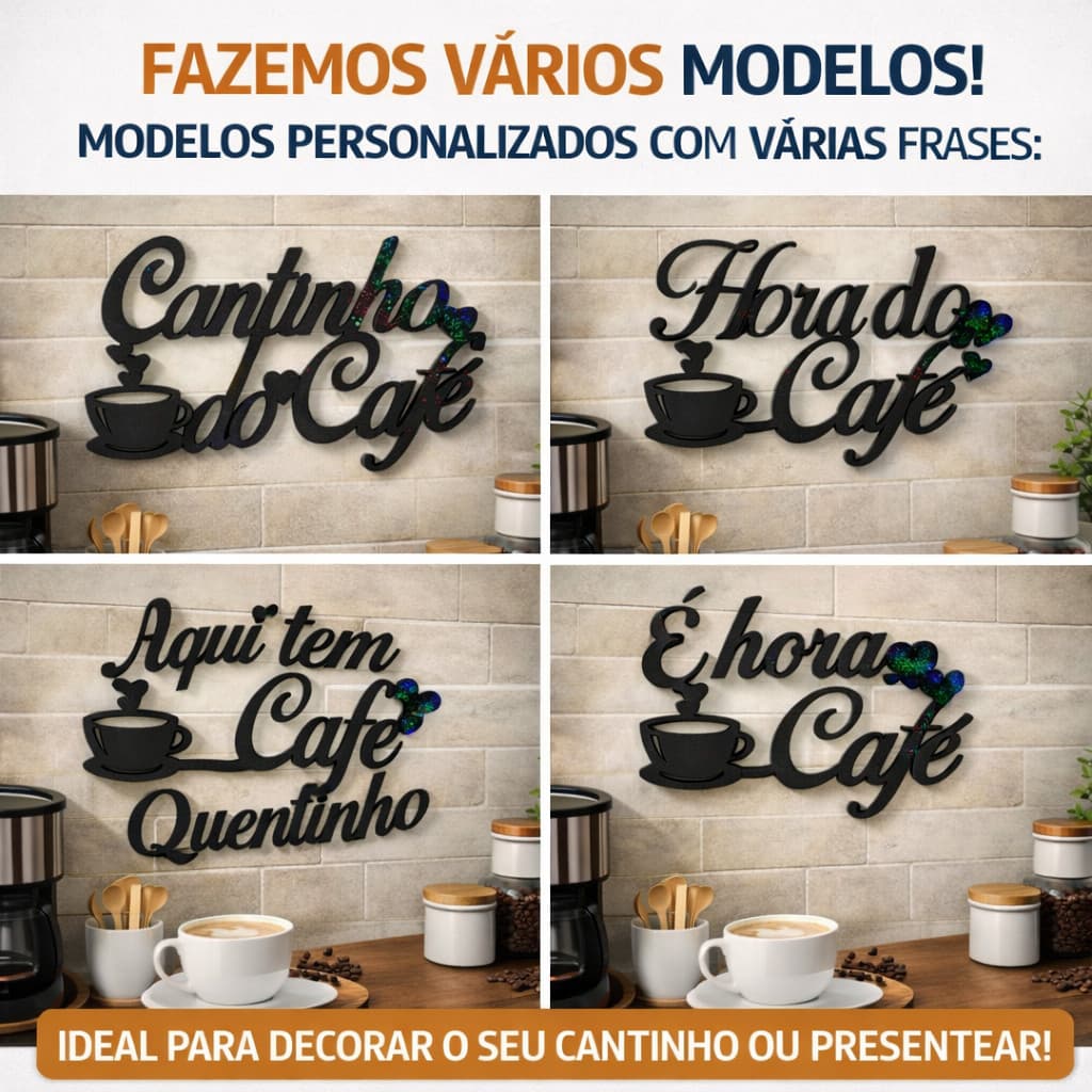 Placa Personalizada para Cantinho do Café – Decoração de Parede (Frases à Escolha) cafeteria hotel cozinha)