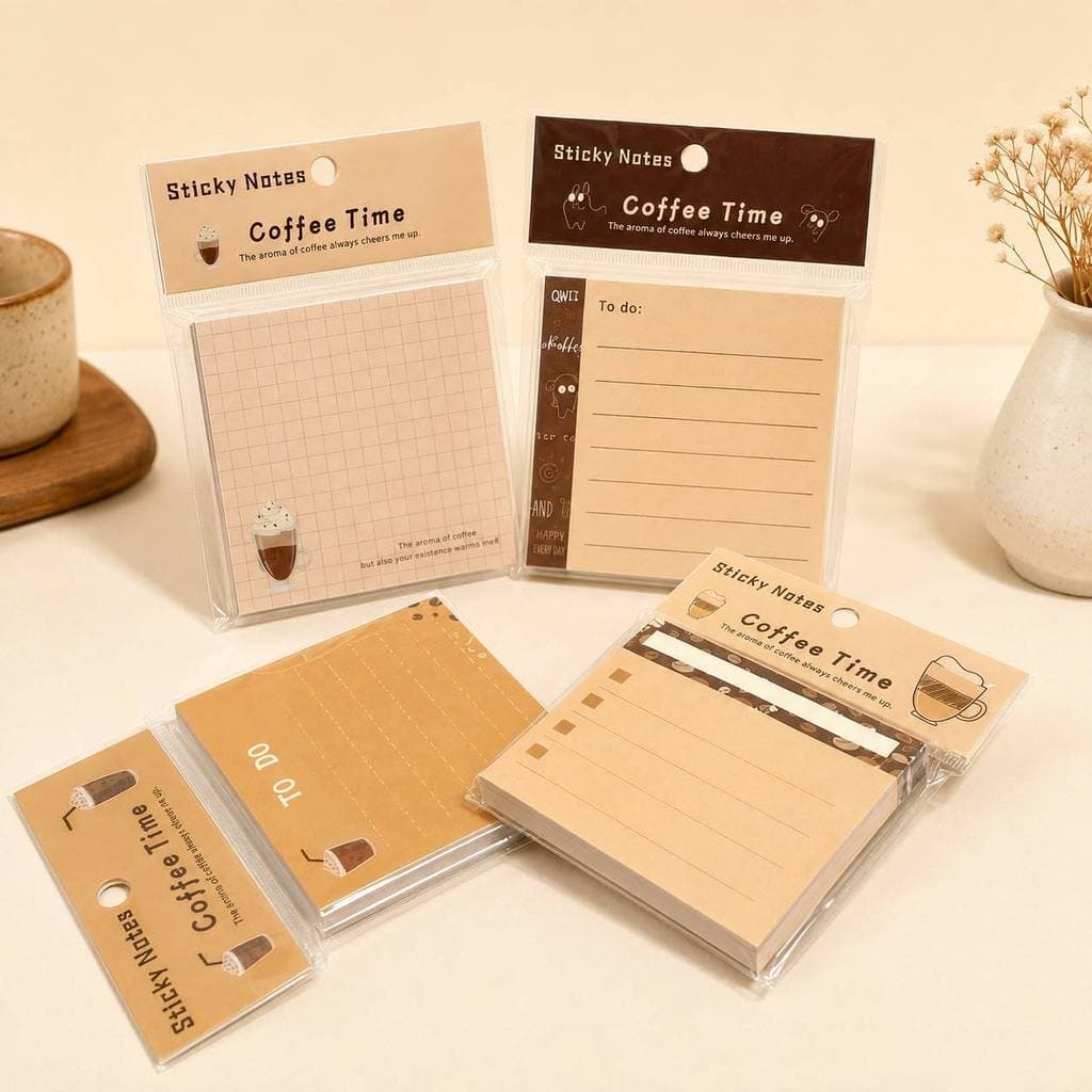Bloco de Notas 80 folhas Adesivo Tema Café | Coffee Time | Bloquinho Fofo para Escola e Escritório