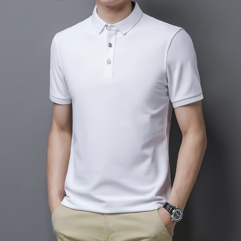 2021 verão novo estilo masculino lapela de manga curta cor sólida camisa POLO magro meia manga na moda estilo fino colar