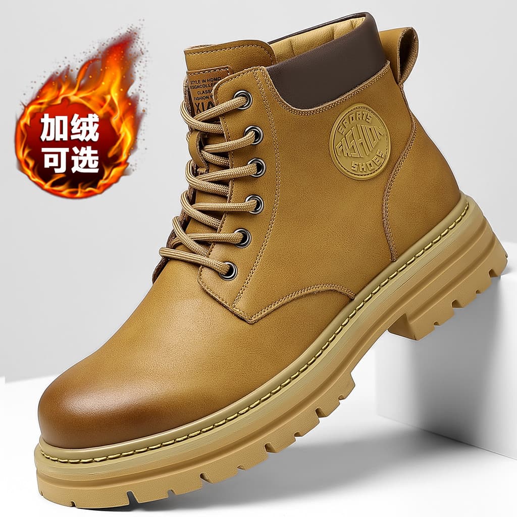 Martin botas masculinas outono inverno novo estilo de couro genuíno Casual ao ar livre lã quente velo mais botas de neve