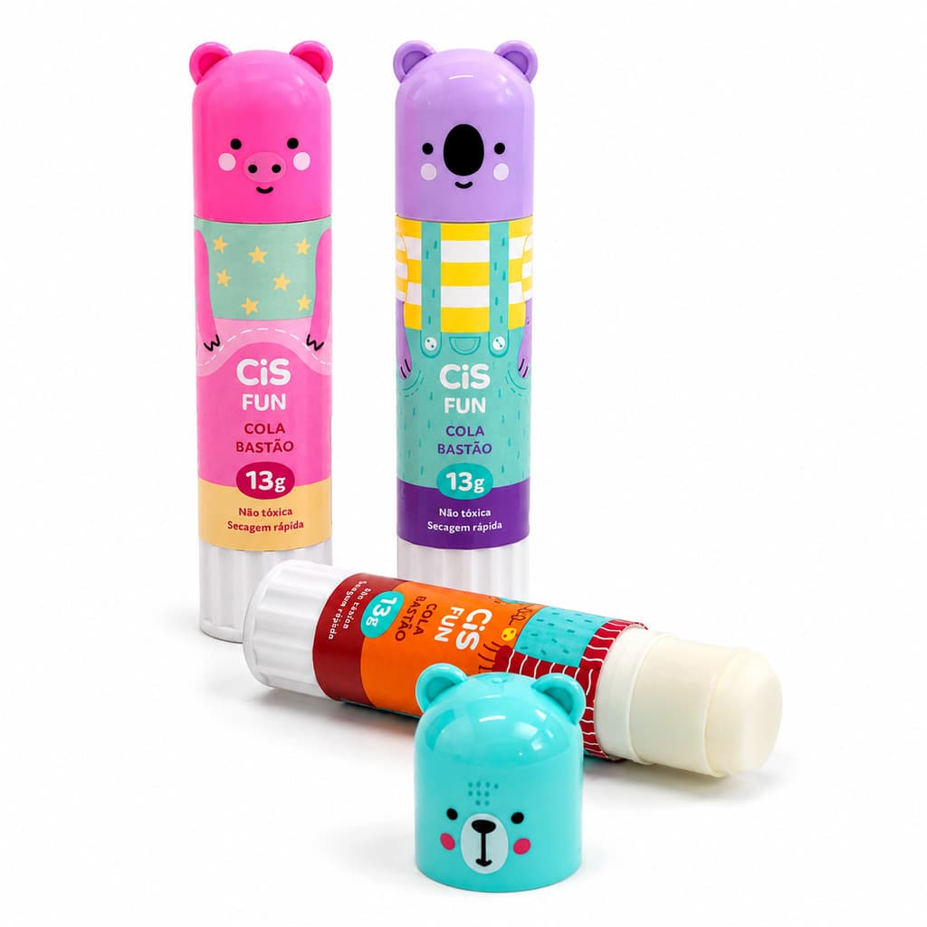Kit com 3 Colas Bastão Cis Fun 13g – Cola Escolar e Papelaria