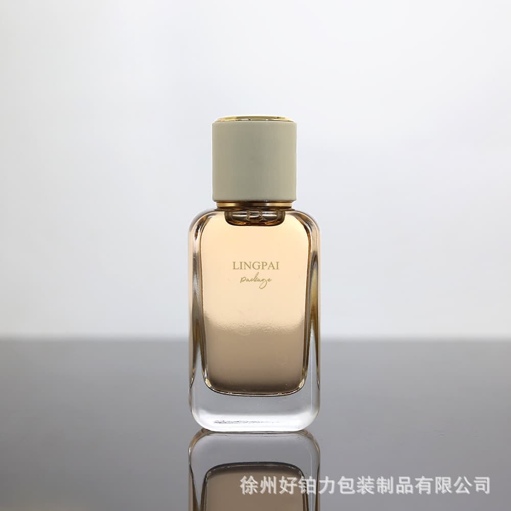 Frasco de perfume transparente quadrado e plano de 50ml com sistema de encaixe, frasco vazio com conjunto completo de ta