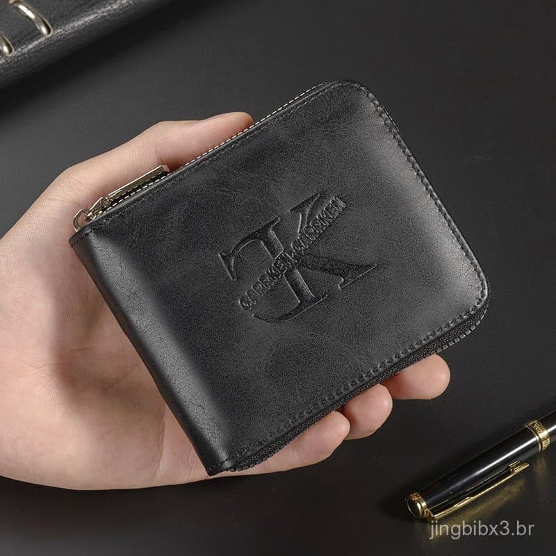 [Promoção] Nova Carteira Masculina, Carteira Curta Masculina, Bolsa Quadrada de Cor Sólida e Elegante, Carteira Horizont