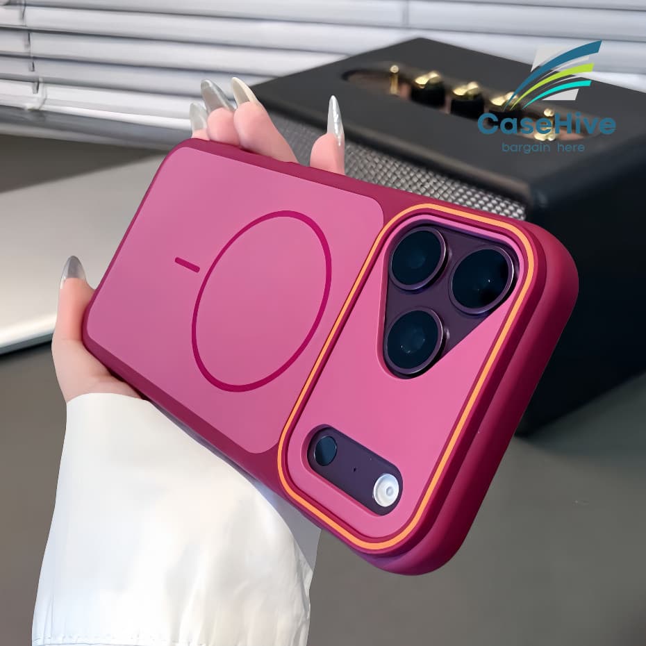 Capa De Telefone Com Parte Traseira Rígida Em Acrílico Fosco Bloqueio De Cores/Vermelho Cereja Compatível iPhone 12 13 1