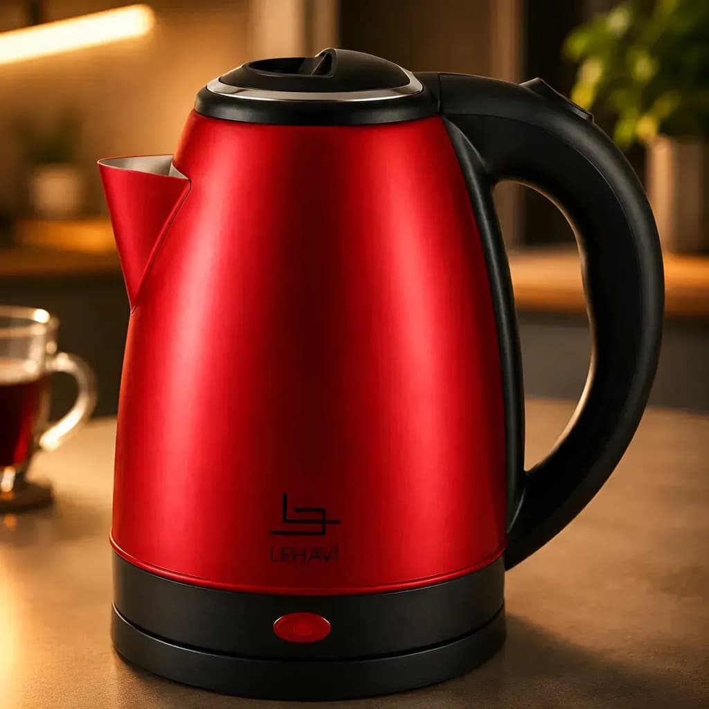 Chaleira Elétrica Inox 1,8l Jarra Base Giratória Vermelha
