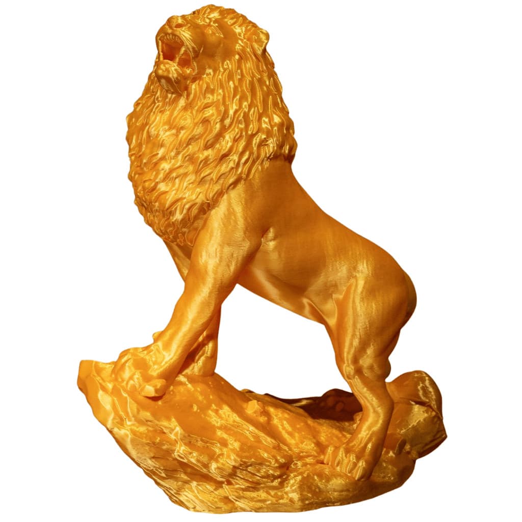 Estátua Leão Escultura Escritório Decorativa Dourado 24cm