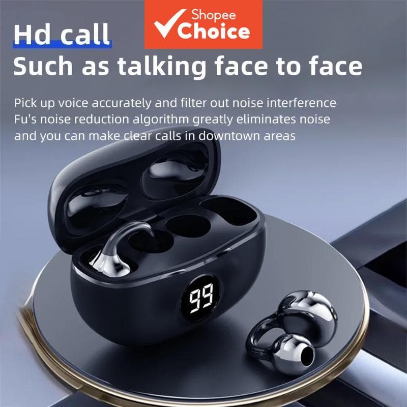 S151 Fones De Ouvido Sem Fio Bluetooth Clip Open-Ear TWS ENC Heavy Bass HiFi Som Estéreo Esportivos Com Microfone Cancel