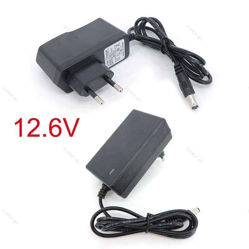 Carregador AC DC 12.6V 1A , Adaptador De Parede De Energia De 12 V , 5.5 * 2.5MM 12.6V 2A Para Bateria De Lítio 18650 ,