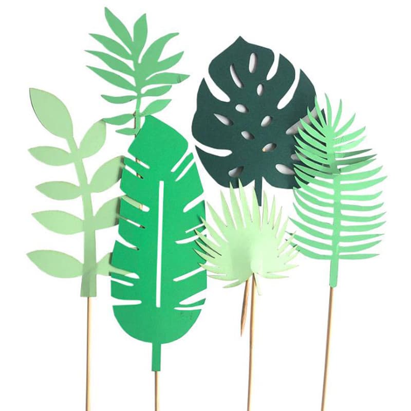 Folha grande decoração de bolo cartão de inserção série Mori grama Tropical planta influenciador ins estilo bolo de aniv