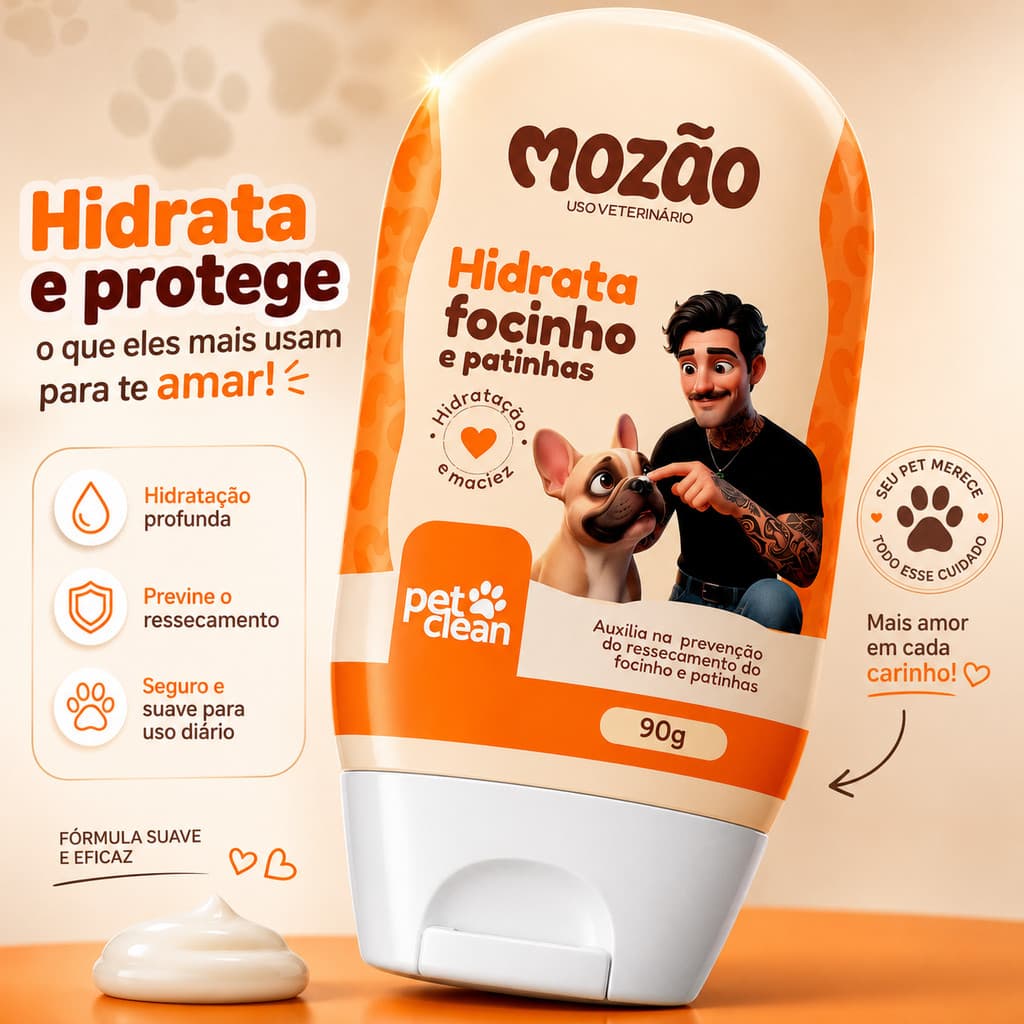 Hidratante de Focinho Patinhas Cães e Gatos Pet Clean - Mozao