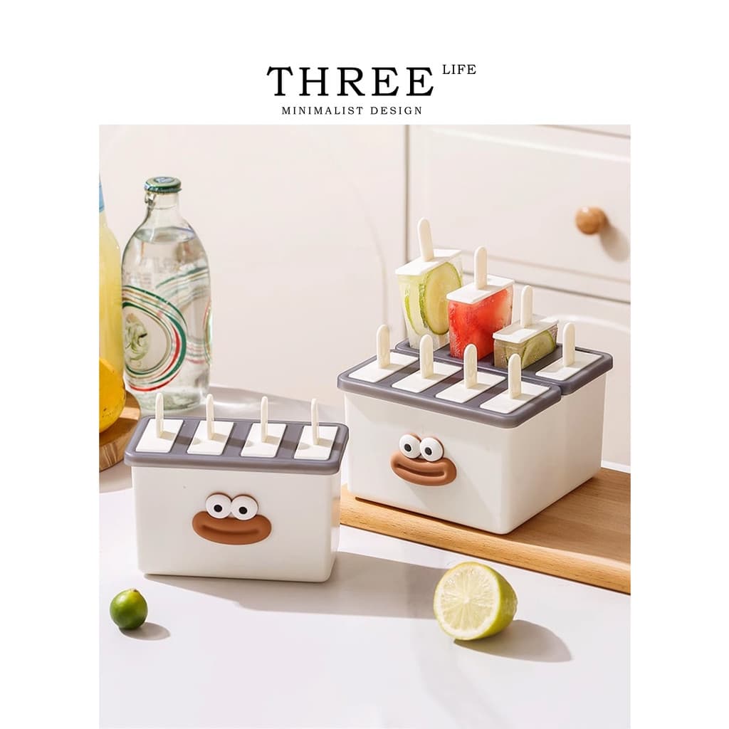 Tlife · Desfrute · Molde de sorvete de qualidade alimentar com tampa Caixa de cubos de gelo congelados para picolé domés