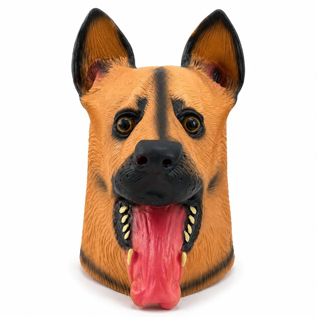 Máscara Cachorro Pastor Alemão Latex Terror Halloween Marrom