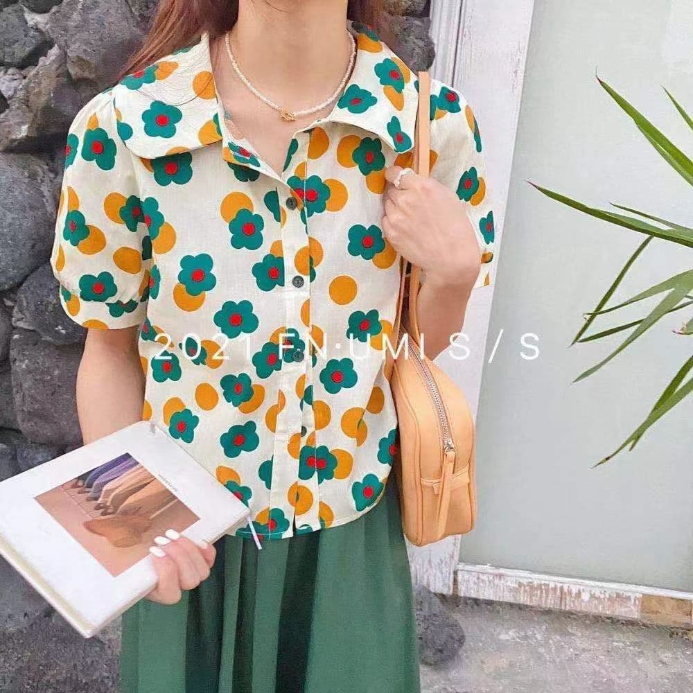 Desconto de marca Roupas femininas contador retirada contador comércio exterior Floral camisa de manga curta feminino no