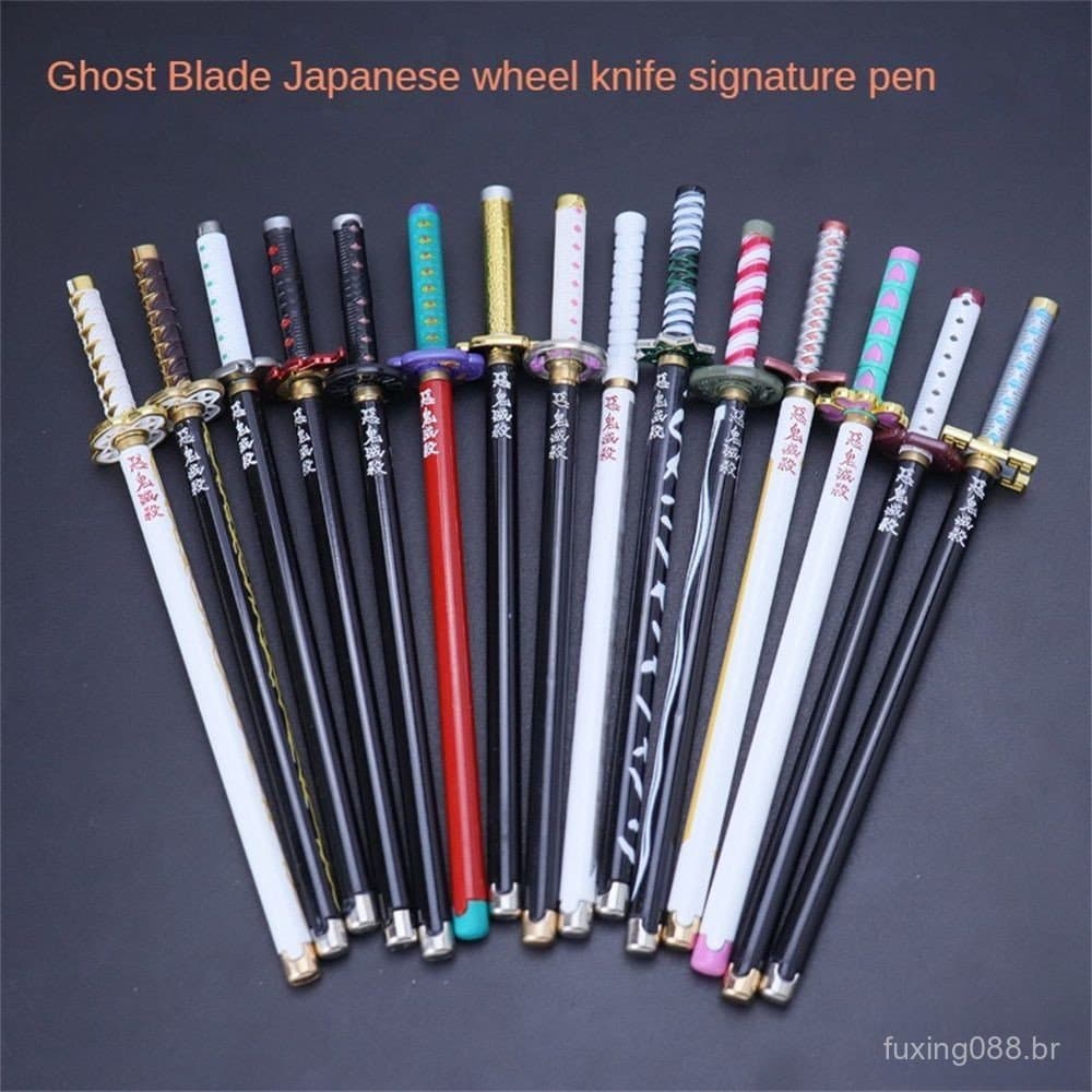 Caneta Esferográfica De Presente Com Espada De Anime Pensativa, Modelo Kimetsu No Yaiba, Acessório Para Cosplay,