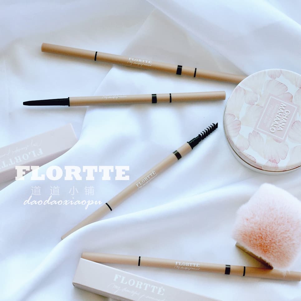 Barato para pó!Fácil de usar para gritar FLORTTE Flower Lolia Rotate Lápis de sobrancelha fino de duas cabeças que não m
