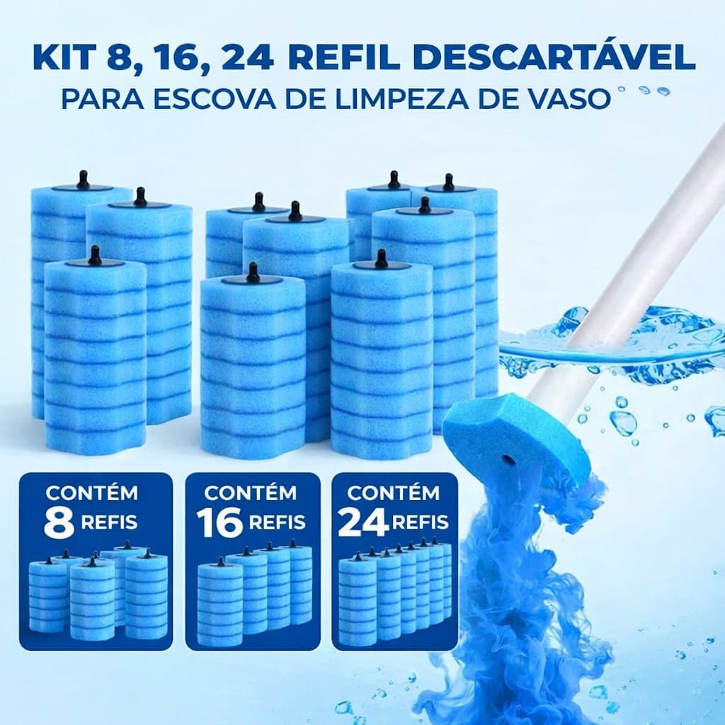 Kit 24 Refil Descartável para Escova de Limpeza de Vaso