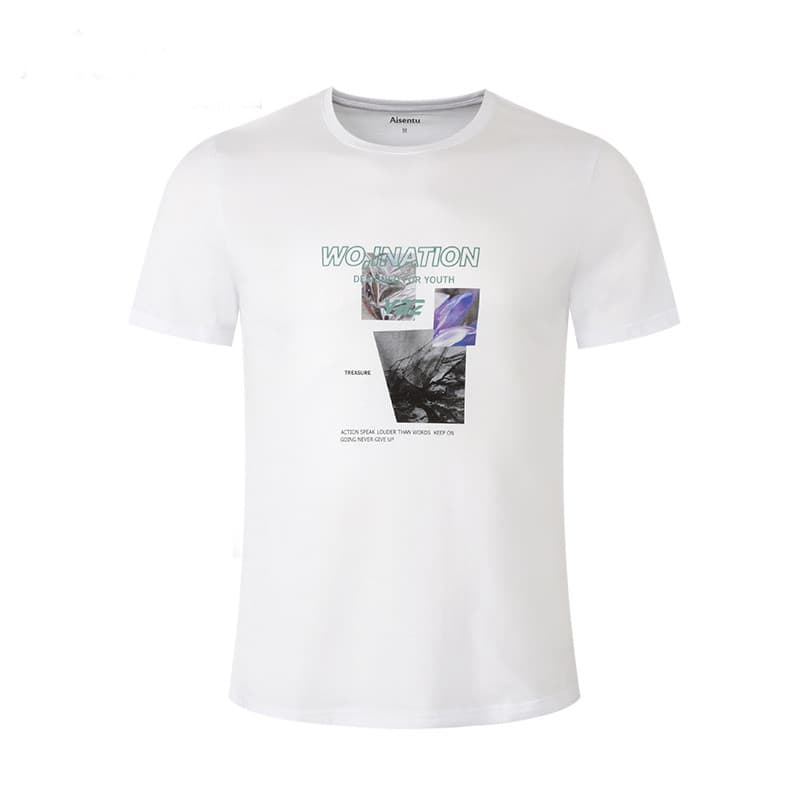 Verão país na moda puro algodão confortável respirável manga curta na moda camiseta Casual metade @