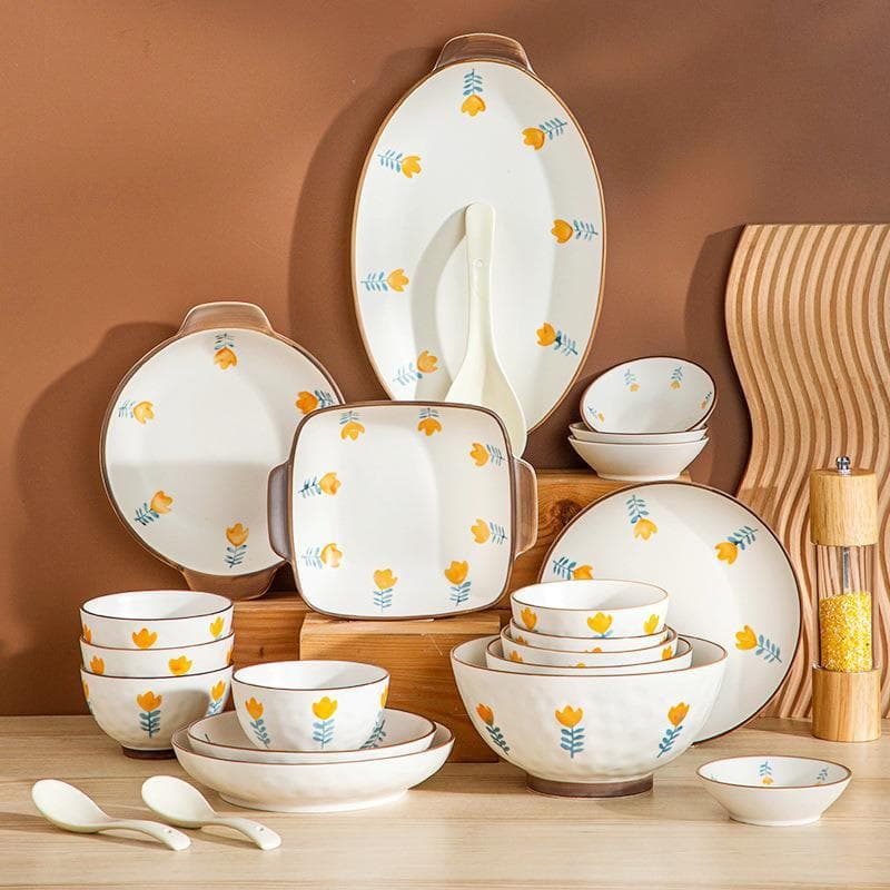 Pratos domésticos conjunto de pratos tigela aquecimento microondas Nordic tigela sopa prato peixe talheres pratos comer