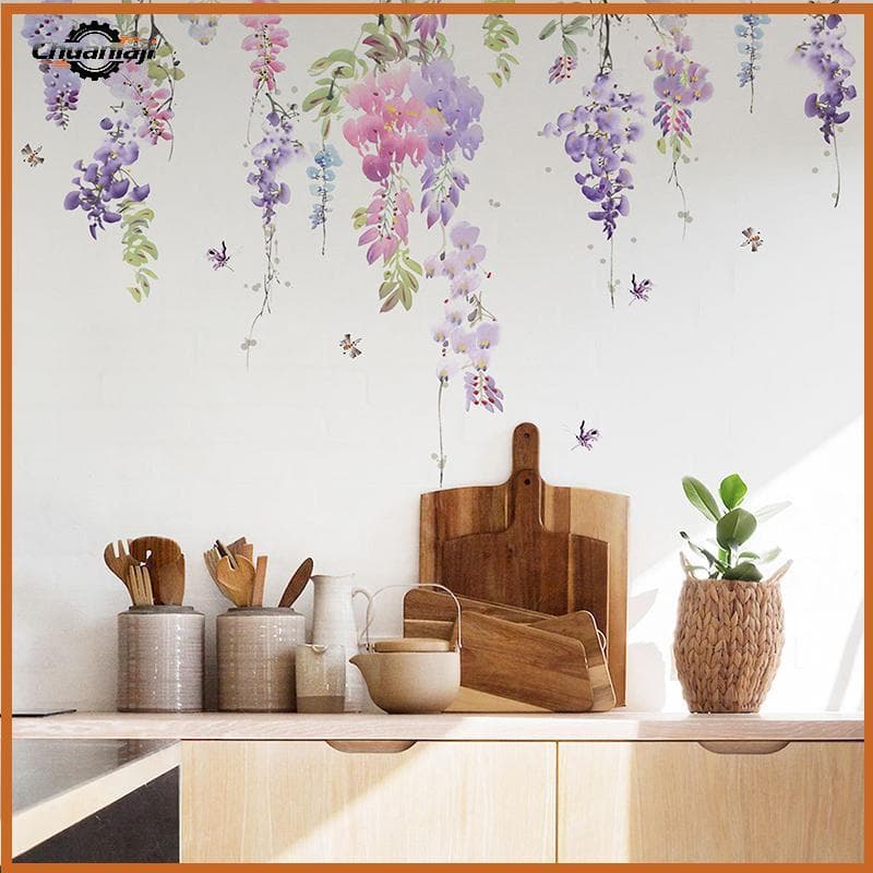 Chuaniaji Plantas Florais Flores Borboleta Parede Stier Arte Decalque Decoração Para Casa Novo BR