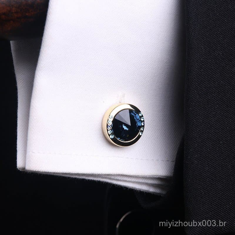 Abotoaduras de diamante azul escuro, alfinetes de punho para camisa francesa, alfinetes de punho masculinos, abotoaduras