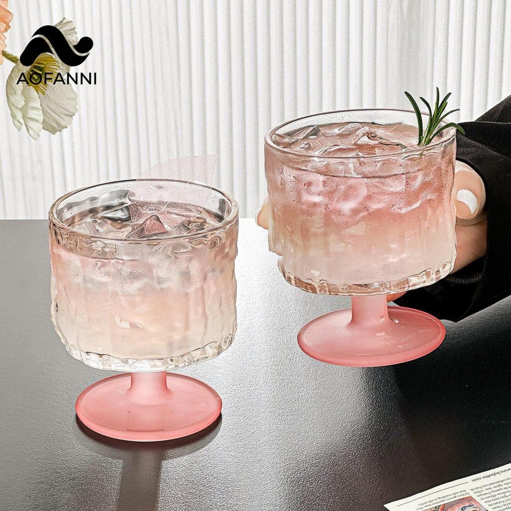 Luz de vidro luxo alto aparência nicho Design rosa Cocktail vidro ligeiramente bêbado casca ins taça champanhe vidro
