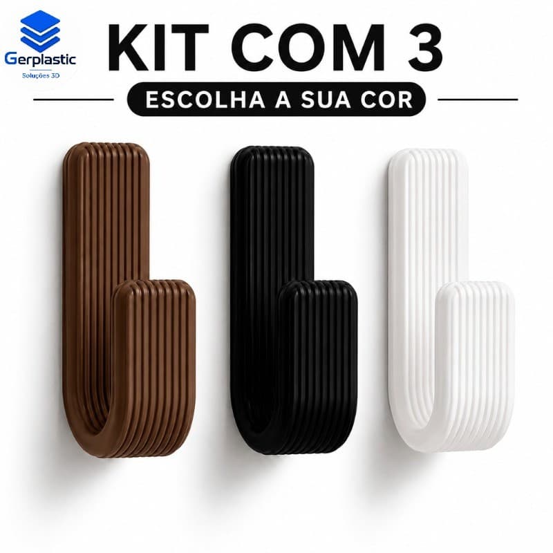 Kit 3 Ganchos Adesivos de Parede Sem Furo Toalheiro Cabide Multiuso Organizador Banheiro Cozinha Quarto Moderno