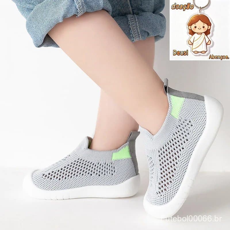 Sapatos e Meias Antiderrapantes Azuis para Bebês (Adequados para Meninos e Meninas, Acompanha Chaveiro)