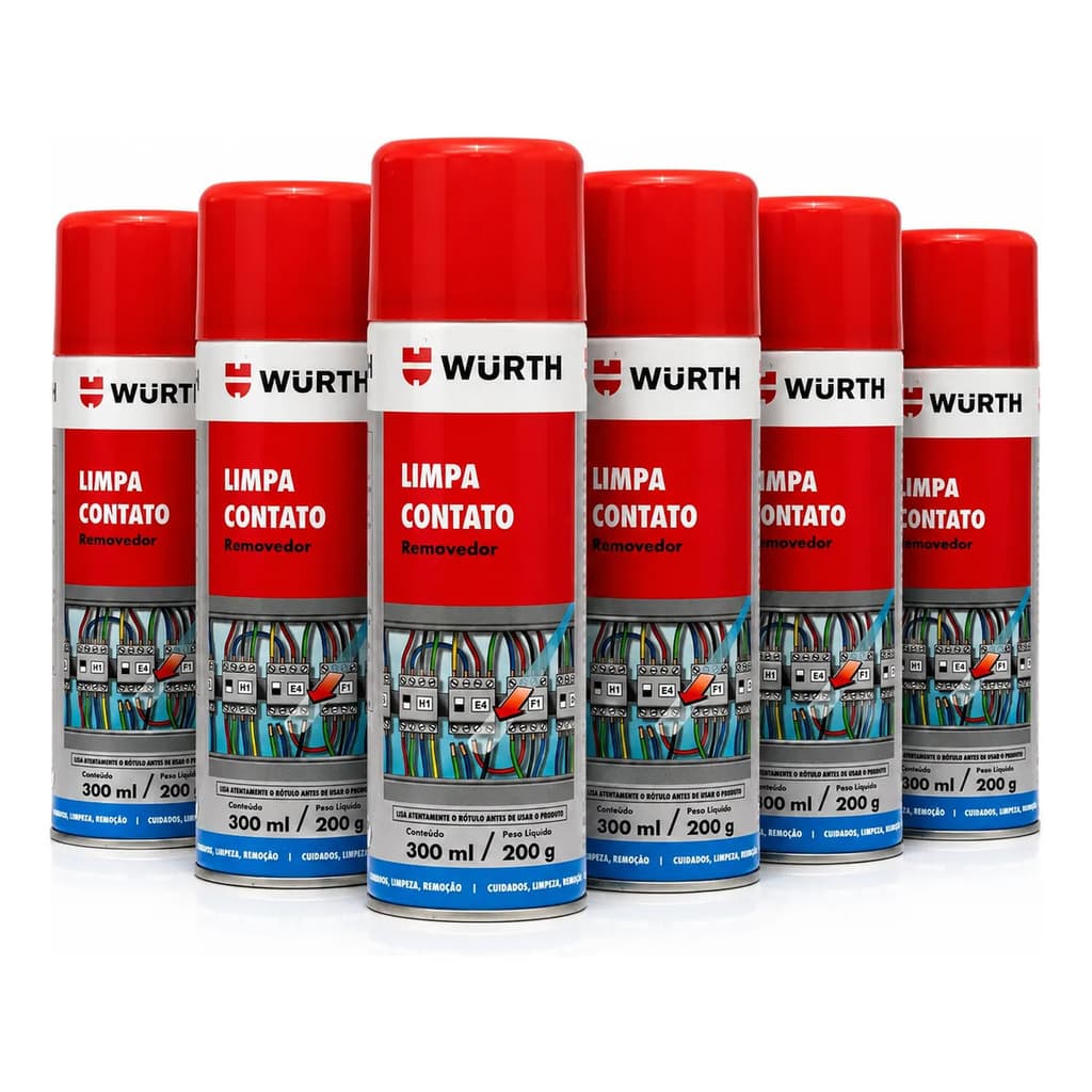 Kit 6 Limpa Contato Automotivo Elétrico Würth Spray 300ml
