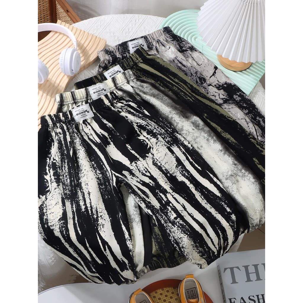 Crianças Leggings verão tinta estilo fino gelo seda estilo chinês calças casuais meninos bebê meninas solto Harem calças