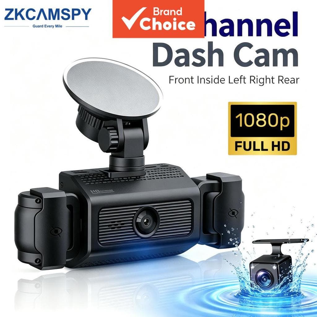 Câmera Veicular 4 Canais Wireless DVR Full HD 1080P 3 em 1 Dianteira e Traseira