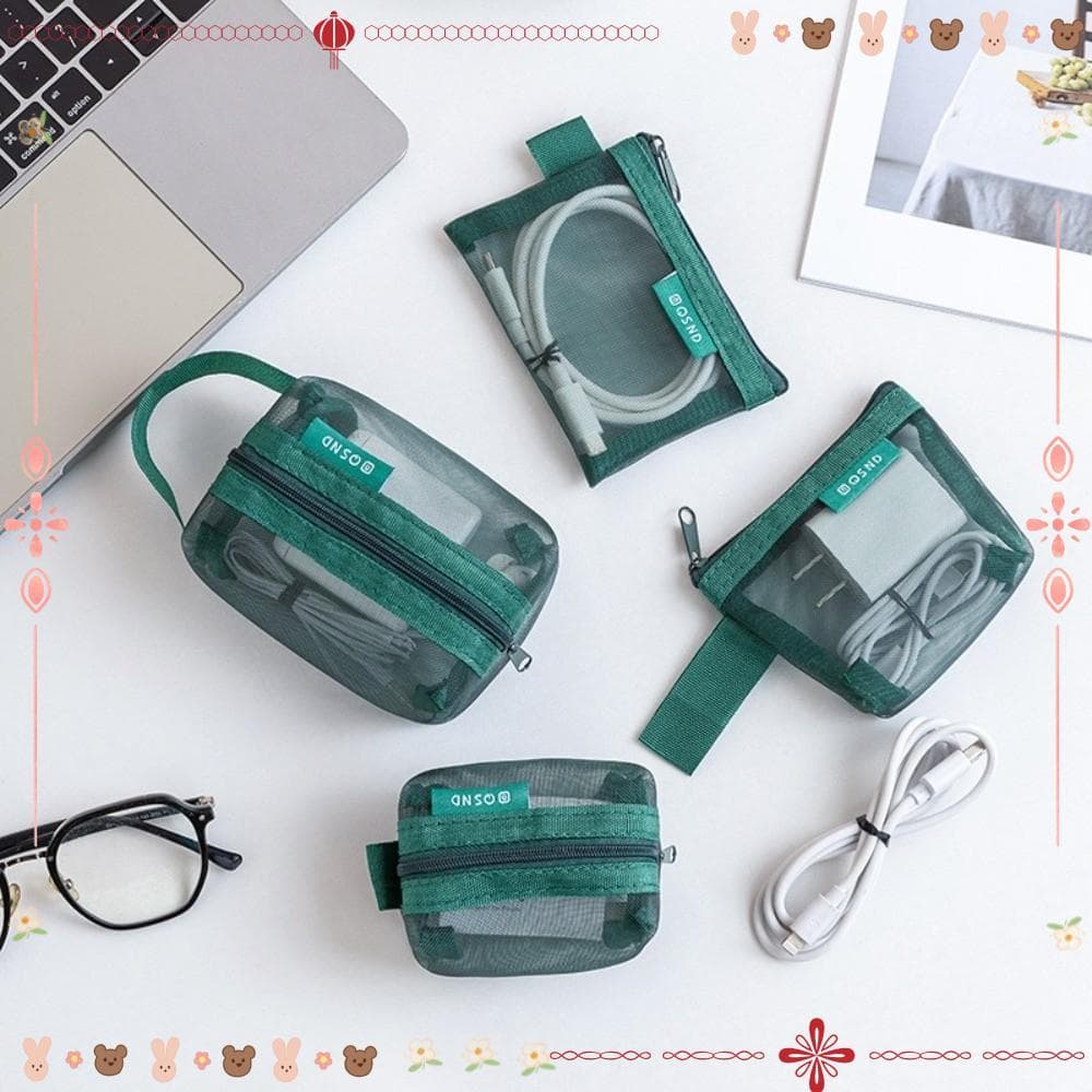 Saco De Armazenamento Transparente, Bolsa De Malha Leve De Nylon , Mini Moedas Com Zíper Respirável