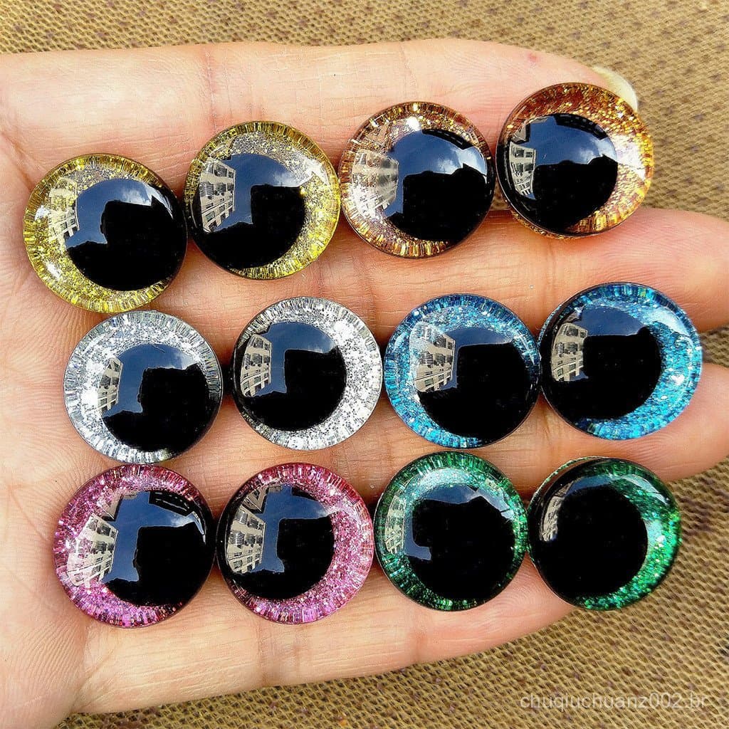10 Pçs/Lote 3D Glitter Olhos De Segurança Para Brinquedos Amigurumi Trapezoidal Malha Fofinho Feltro Brinquedo De Pelúci