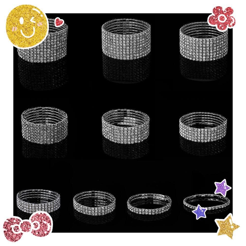 1-10 Linhas Pulseira Esticada Brilhante Mulher Nupcial Cristal Rhinestone