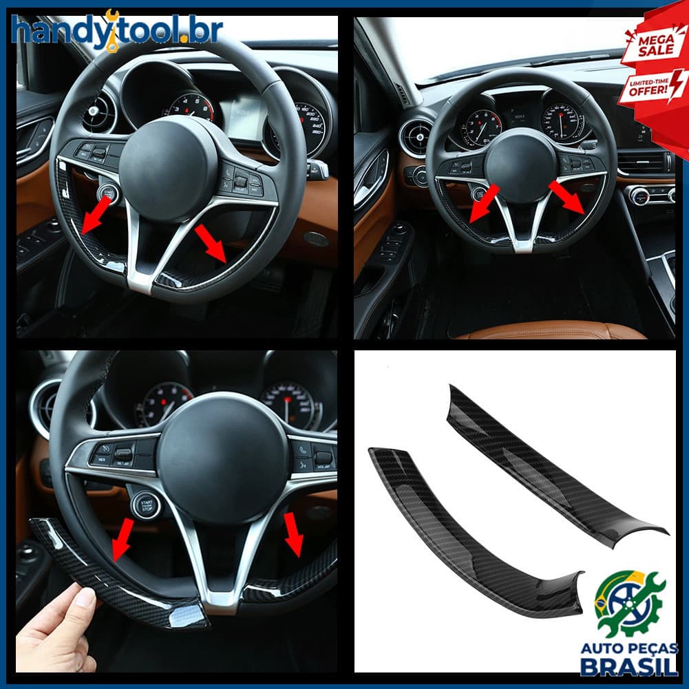 Guarnição da capa do volante Xixian para Stelvio e Giulia – acessório interior autoadesivo ABS Deco