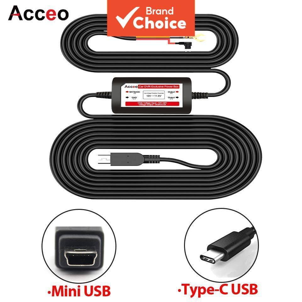 Kit de Fiação Rígida de 3,5 Metros SAIMILI para Mini DVR Automotivo ou Carregador Veicular Tipo C/USB para Câmera